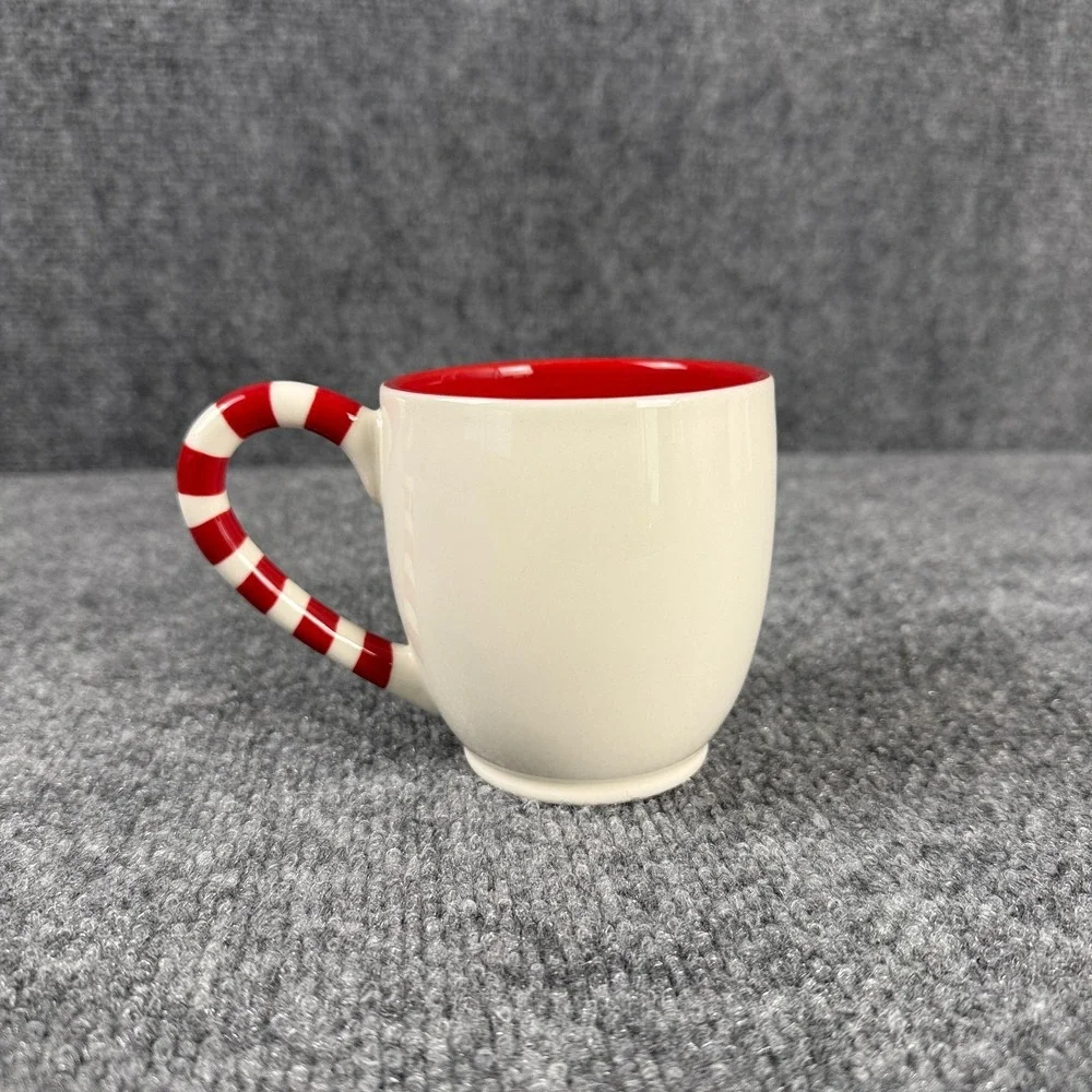 Starbucks‎ 2010 Holiday Candy Cane Handle Mug Snowflake Bone China Retired